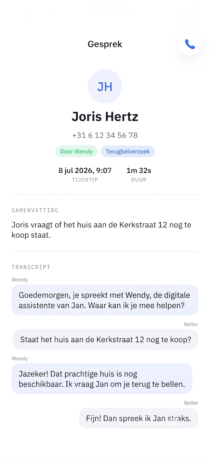 Screenshot van de Hello Wendy app — Screenshot 03